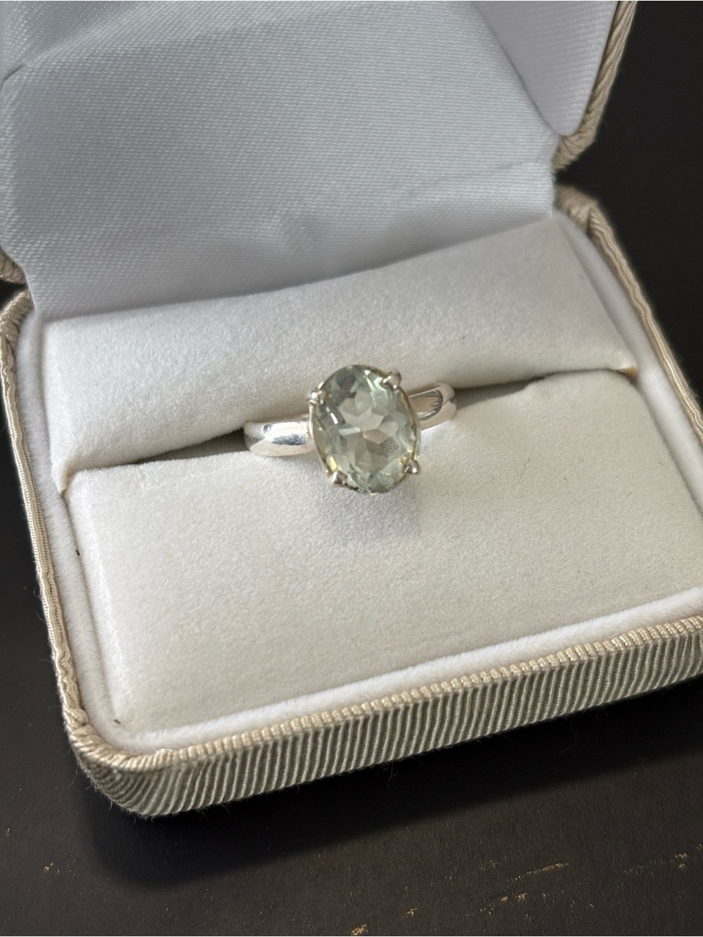 Green Amethyst sterling silver ring